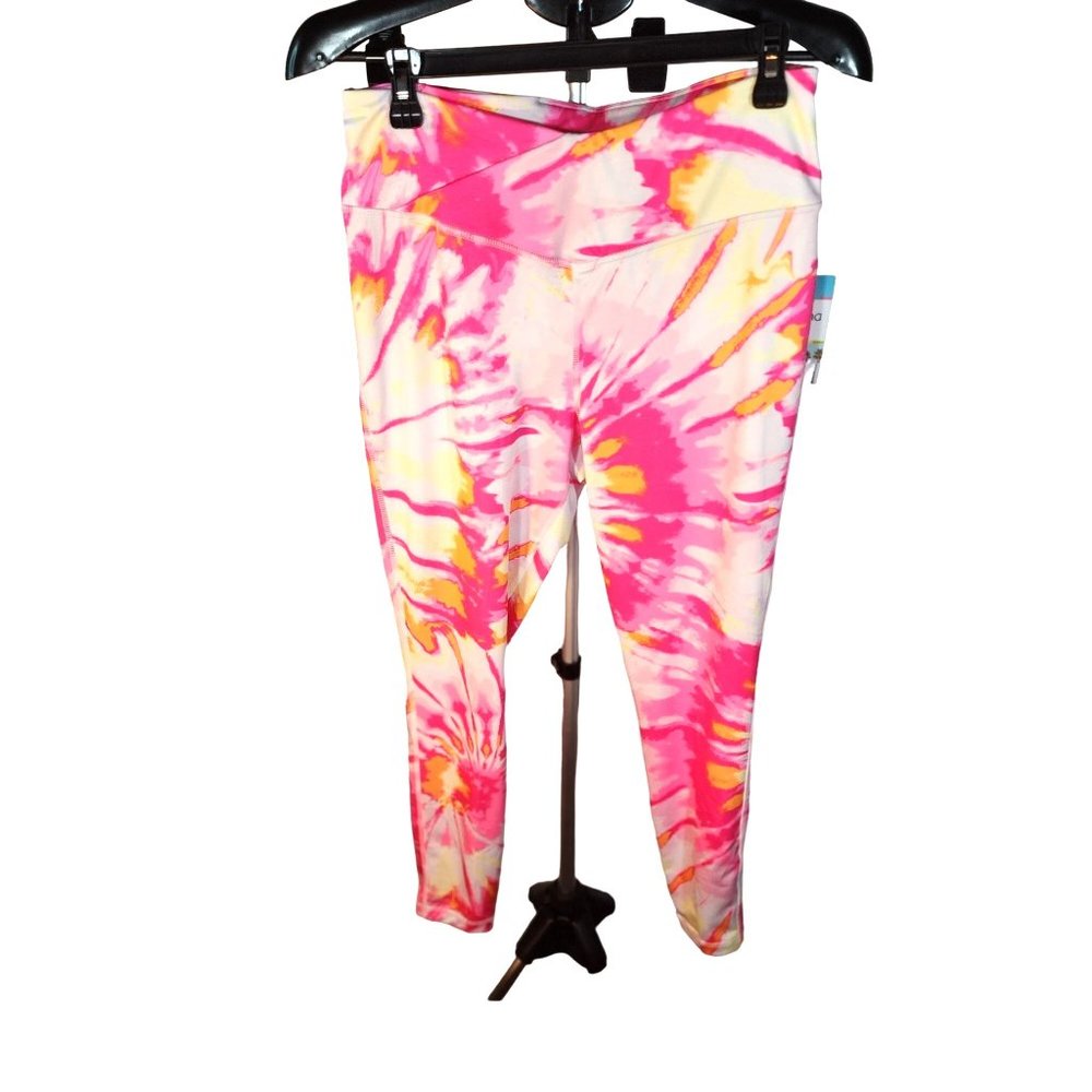 Cabana By Crown & Ivy Leggings With Swirl Colors Of Pink, Yellow, Orange & White